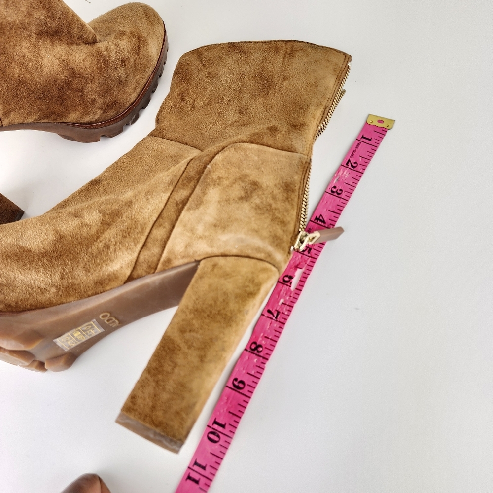 Aldo Women Tan Suede Ankle Boots Size 10 High Heels - Picture 11 of 13
